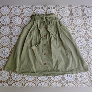 Bohemian Olive Green Maxi Skirt